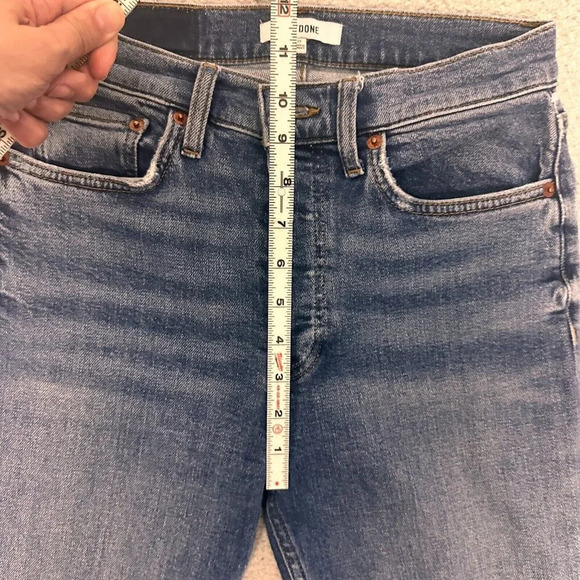 Re/Done Jeans 90s High Rise Ankle Crop Button Fly Raw Hems - Picture 7 of 11